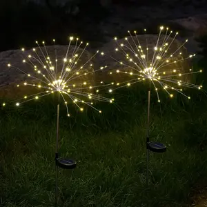 All Saints Day Solar Lights Outdoor, 150 LED Firework Light with 8 Modes Solar Garden Light for Yard Outside Fairy Lights Decor for Pathway Flowerbed Planter Balcony Patio Garden Decor (2 Pack 300LED) solar  firework Waterproof Halloween