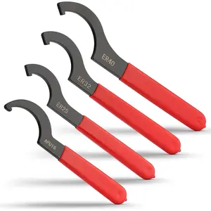 Coilover Wrench Spanner, 4PCS Non-Slip Spanner Wrench Set, Professional Universal Rubber Handle Wrench Spanner Tool for Floor Heating Pipes and Cars Walnut