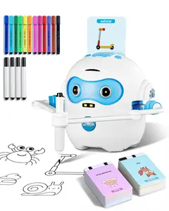 Clearance QIBOX Drawing Robot for Kids with 100 Cards, Voice Interactive Educational Drawing Machine, Montessori Painting Learning Toys for Boys Girls, Christams Gift for Boys Girls