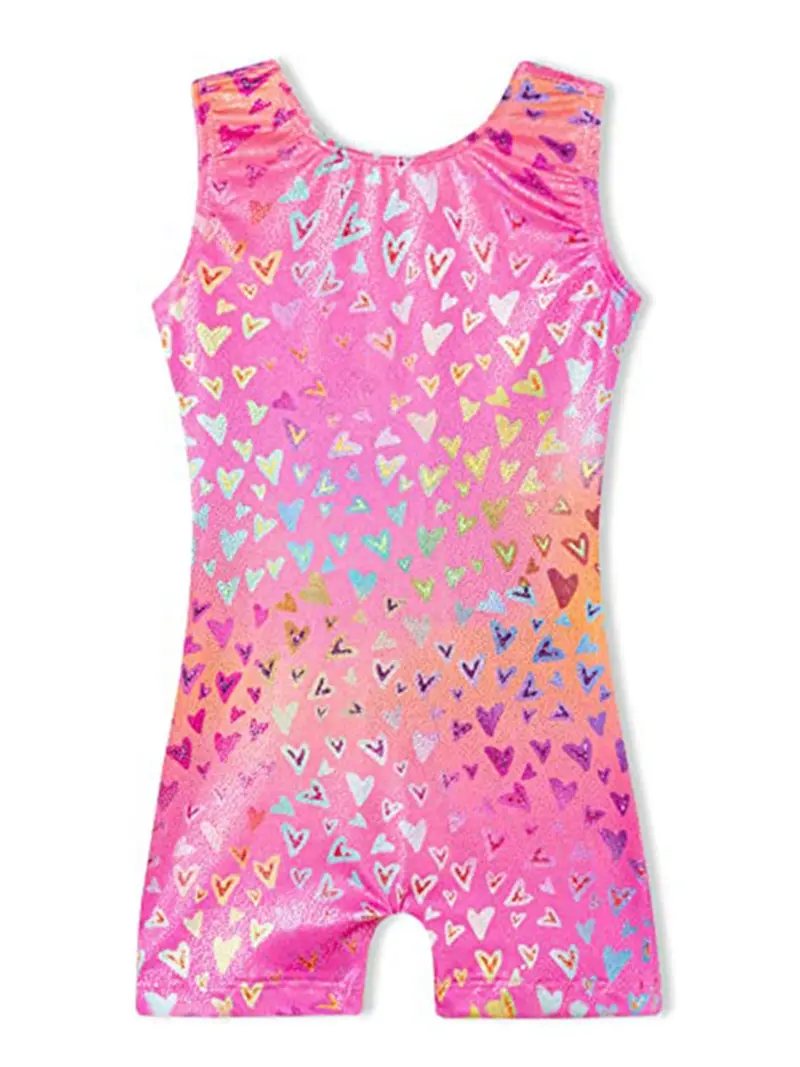 Girls' Sleeveless Print Gymnastics Leotard, Comfortable Soft Breathable Dance Training Bodysuit, All Seasons Performance