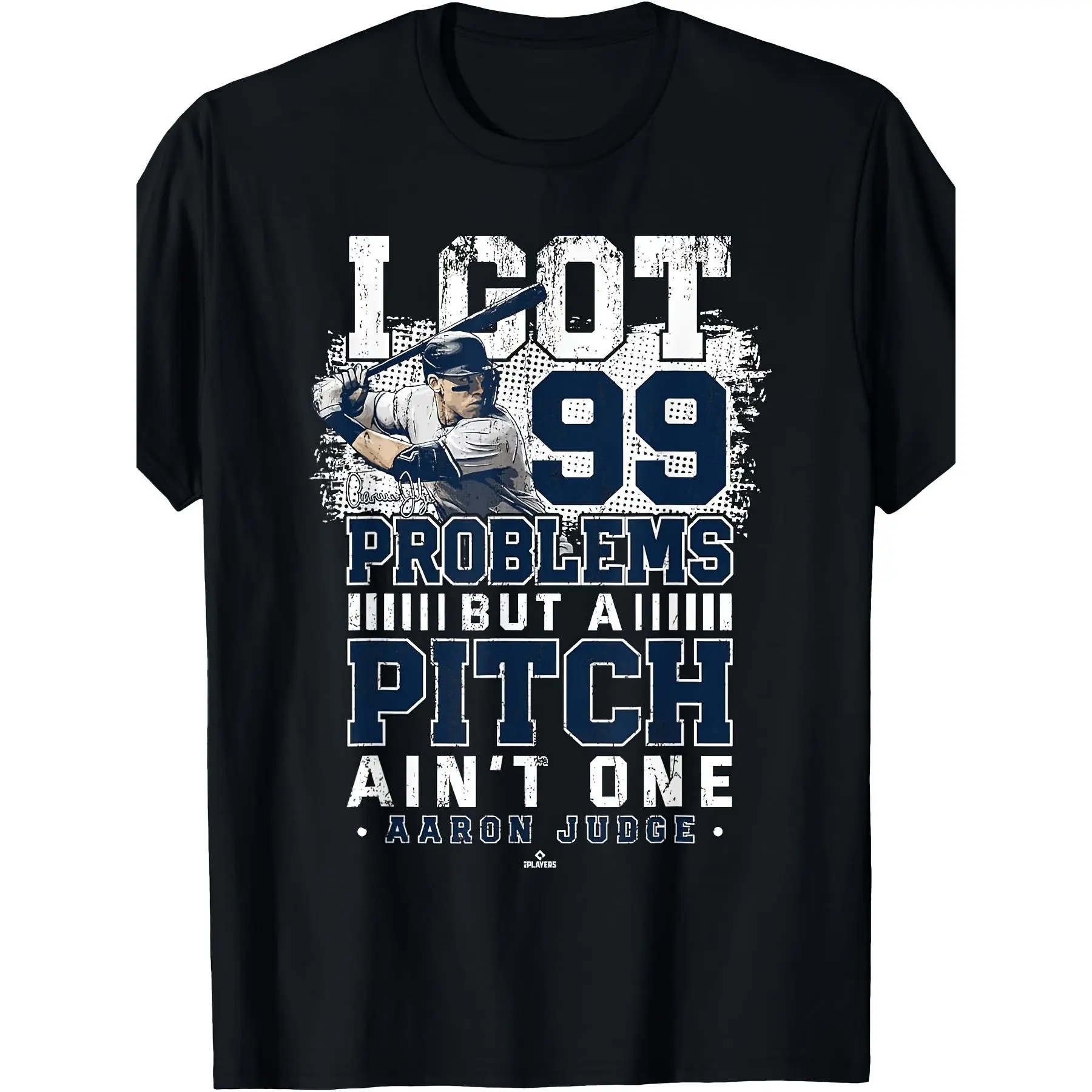 Men's Aaron Judge 'A Pitch Ain't 1' Graphic Streetwear Top - 100% Cotton Seamless Fabrics, Short-Sleeve, Casual Crew Neck, Machine Washable, New York Baseball Design, Black, Perfect for Sports Fans & Casual Attire