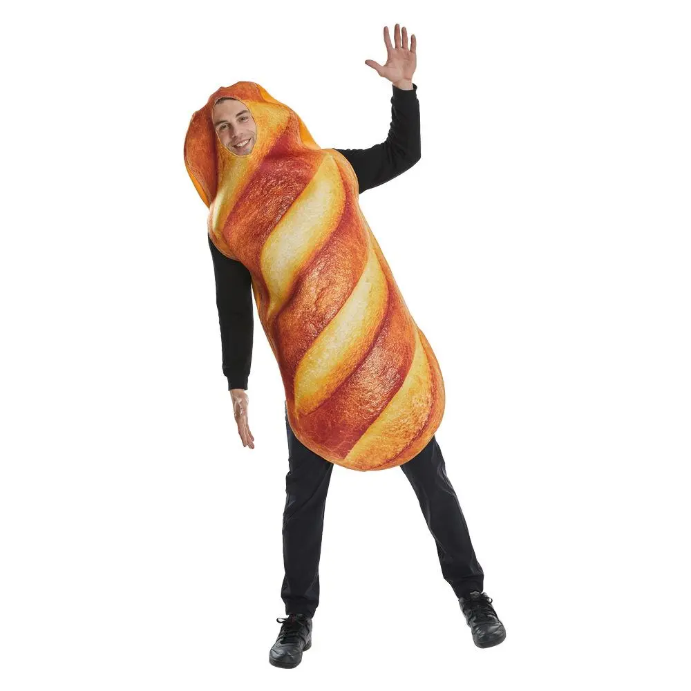 Polyester Bread Baguette Cosplay Jumpsuit, Unisex Adult Food Tunic for Halloween, Thanksgiving Fancy Dress Parties (Toys & Hobbies - Classic & Novelty Toys)