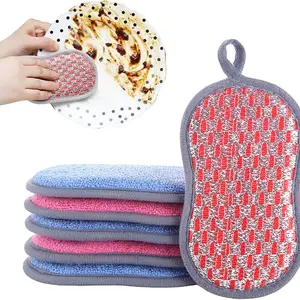 Double-Sided Reusable Kitchen Sponge, New Multi-Functional Dish Cloth, Soft Microfiber Cleaning Pad (mixed Colors)