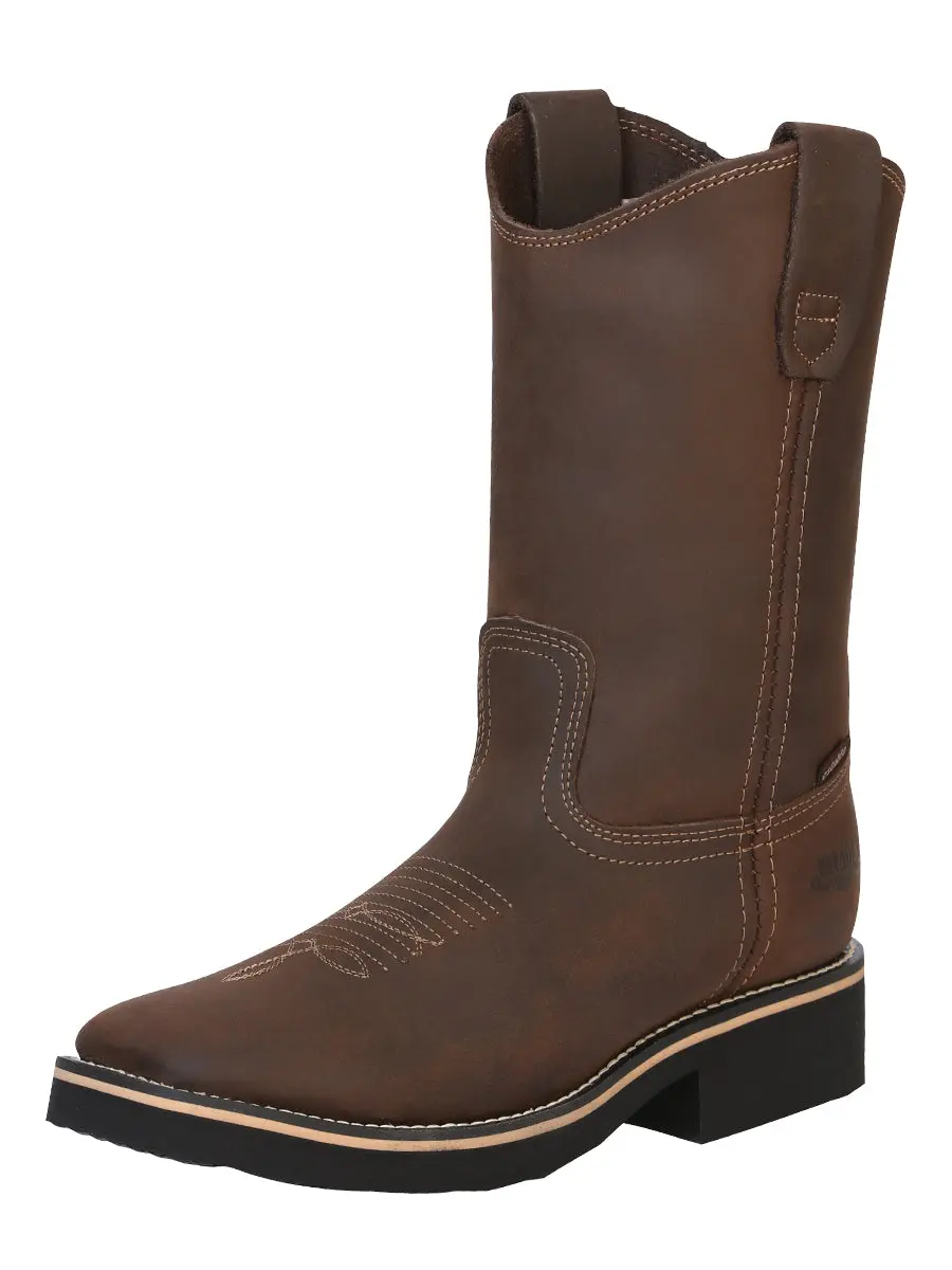 Establo Men’s Rodeo Work Boot - Crazy Leather in Tan   41550