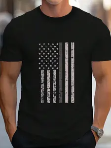 100% Cotton Corrections Officer Gifts Shirt Flag Thin Silver Gray Line T-Shirt Women's Men's Graphic Tee Crew Neck summer vacation Tops