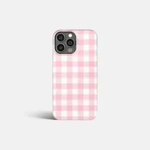 LIGHT PINK Plaid Checkered Hard Phone Case | iPhone 16/15/14/13/12 Pro Max MagSafe | Galaxy S24/S23/S22 Ultra | Pixel 7/8 Pro | Slim Tough