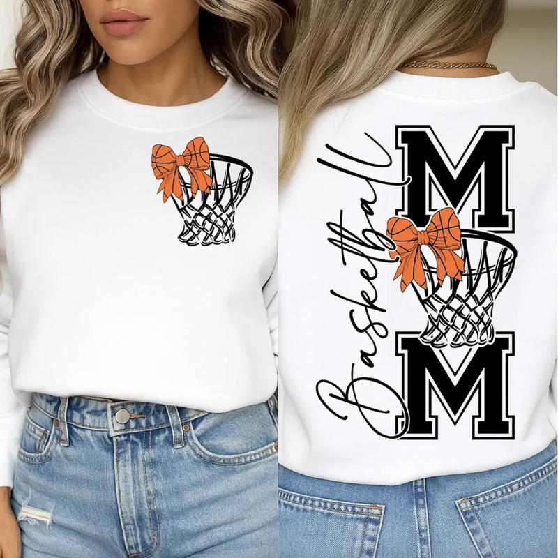 Basketball Mom Sweatshirt T-Shirt, Coquette Bow Basketball Mom Shirt, Game Day Vibes Hoodie, Basketball Mama Tee, Basketball Shirt, Sport Gift For Her