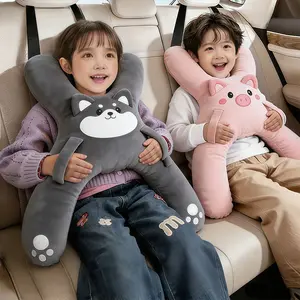 Kids Car Neck Pillow with H-Shape Ergonomic Design for Boys & Babies Adjustable Buckle Strap Soft Hypoallergenic Fabric for Safe Sleep on Long Journeys