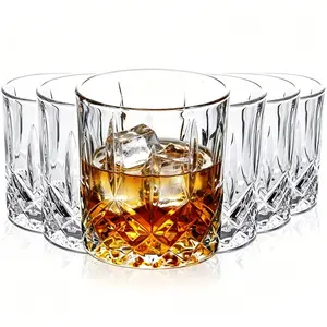 Whiskey Glasses Set of 6, 10 oz Cocktail Glasses, Crystal Old Fashioned Rocks Glasses Barware for Scotch Bourbon Rum Cognac Vodka Liquor, Whiskey Tumbler, Whiskey Lovers Gifts for Men and Women
