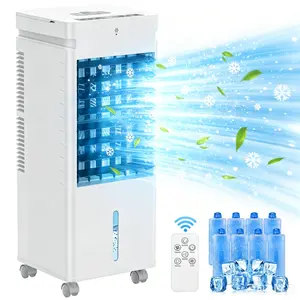 Summer portable air cooler, lightweight, with a 20W fan; portable air conditioner; 12L tank and ice crystals; evaporative cooler fan, 3-in-1 cooler; 3 modes, 12 speeds, timer and remote control—air cooling fan for home, office, and summer use; oscillation
