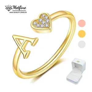 Heart Shaped Ring For Women Heart Capital Letter Initial Rings Stackable Rings For Women Adjustable Heart Alphabet Letter Rings Jewelry Gifts for Women