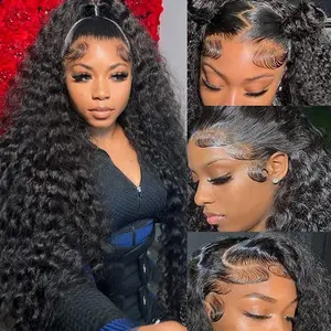 Bling Hair 13x6 Deep Wave HD Lace Front Wigs 13x4 Human Hair Lace Frontal Wig 180% Density Brazilian Deep Curly Hair For Women PrePlucked Lace Wig
