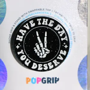 Have The Day You Deserve: Sparkly Black Resin Phone Grip