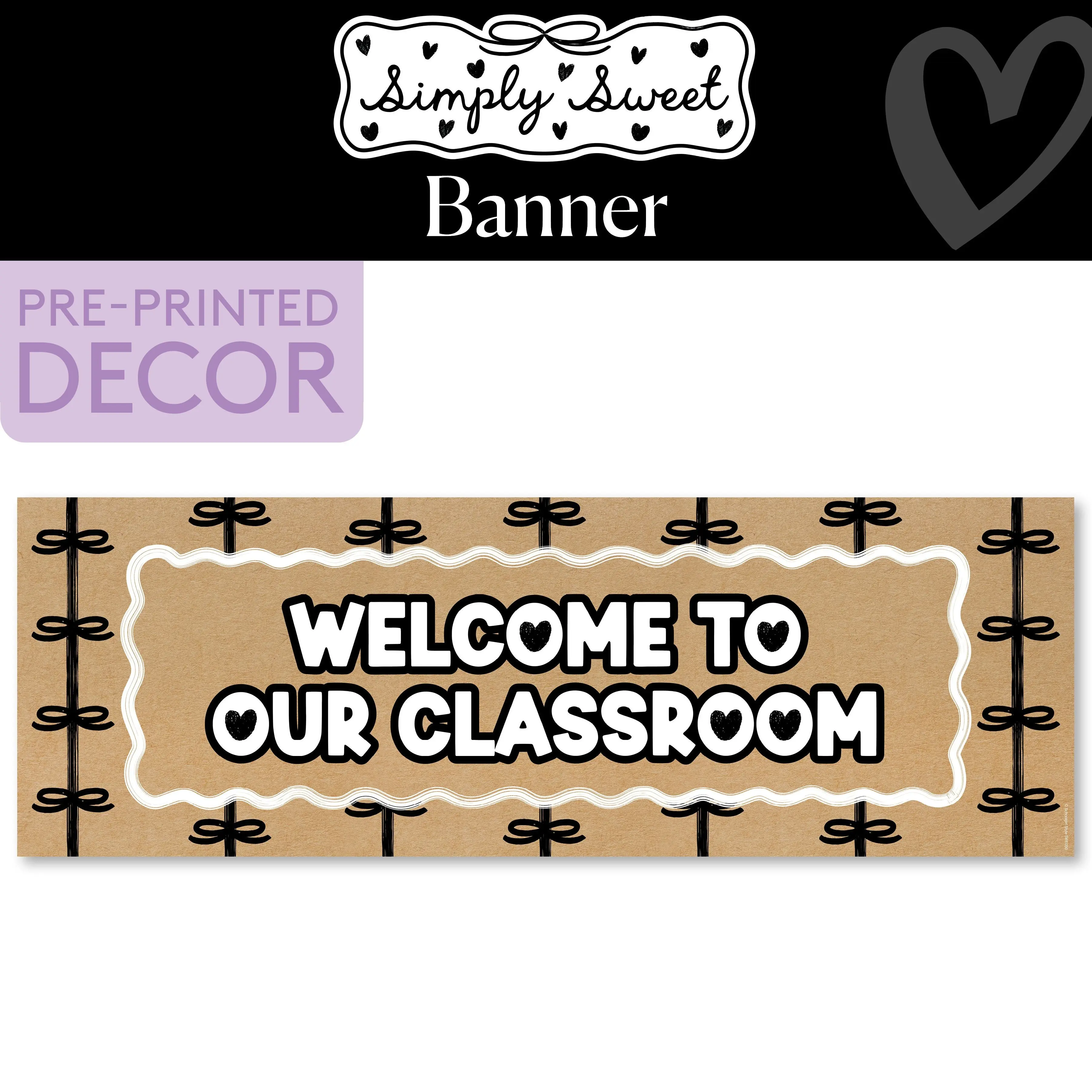 Classic Black and White Kraft Paper Banner | Simply Sweet
