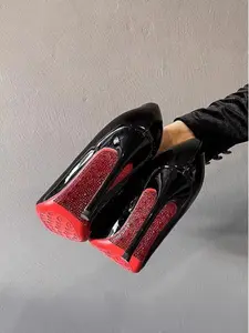 Women's Studded High Heels, Pointed Toe PU Leather Shoes, Slim Fit Design, All-Season Wear, Stylish & Comfortable Footwear