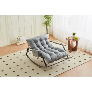 Rocking Chair with Extra-Wide Technical leather Upholstered Gliding Chair Boucle Reclining Chair, Modern Accent Chair for Living Room Nursery Bedroom