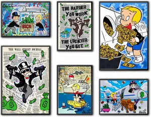 Wall Street Journal, Financial Times Gangsta Graffiti Monopoly Man Wall Art PosterDow Jones, NASDAQ Decor, Home Decoration for Office, Living Room, Bedroom for Banker, Financial Planne