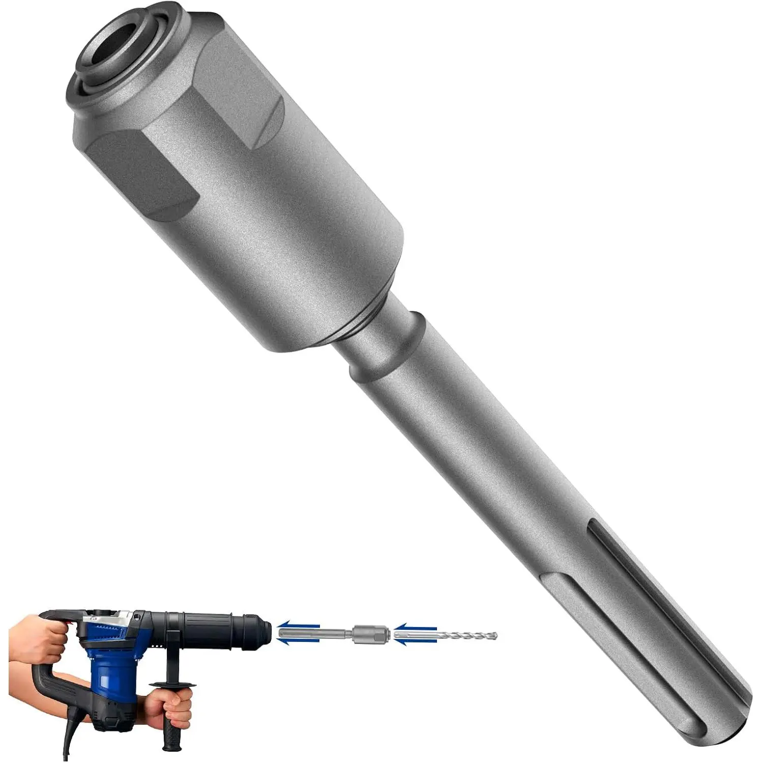 SDS-Max to SDS-Plus Quick Change Shank Adapter, Rotary Hammer Connection Bit for Drill Converter Tools (Silver)