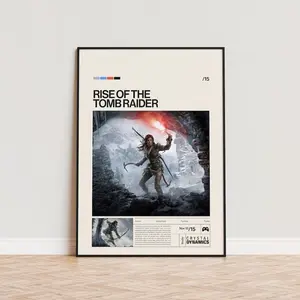 Rise of the Tomb Raider Poster Unframed, Video Game Poster, Minimalist Game Print, Gaming Room Poster, Gamer Gift, Gaming Print Poster