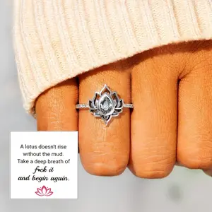 Lotus Promise Ring “Fvck it and begin again” ring universal size, hypoallergenic and tarnish-resistant Fashion accessories for both men and women