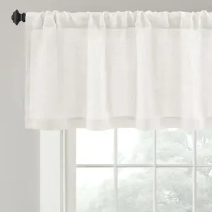 Linen Textured Curtain Valances for Windows Light Filtering 3 Inch Rod Pocket Farmhouse Country Rustic Kitchen Valances for Bedroom Living Room Bathroom 18 inch Length  White