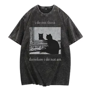 CatTees Brand I Do Not Think Therefore I Do Not Am Funny Cat Shirt Grunge Tshirt Vintage 80s 90s Retro Witchy Goth Emo Punk Cotton Tee