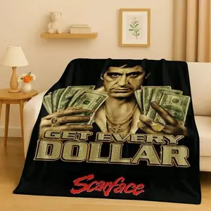 3D Retro Scarface Tony Gang Movie Flannel Blanket,Ultra Soft Plush Throw for Home Bedroom Bed Sofa Cover Office Picnic Kids Gift