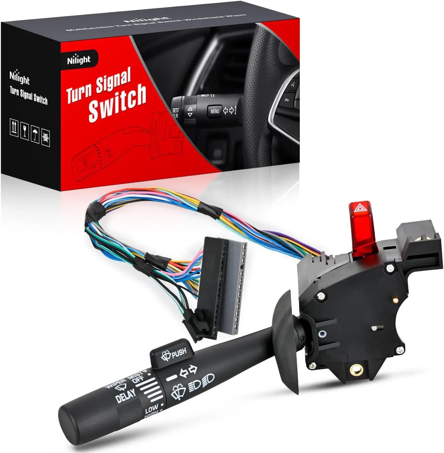 Nilight Turn Signal Switch Compatible with 1995 1996 1997 1998 1999 Chevy C1500 K1500 Pickup Tahoe GMC C1500 K1500 Pickup Yukon 1995-2000 Chevy C2500 K2500 K3500 Pickup GMC C2500 K2500 Pickup