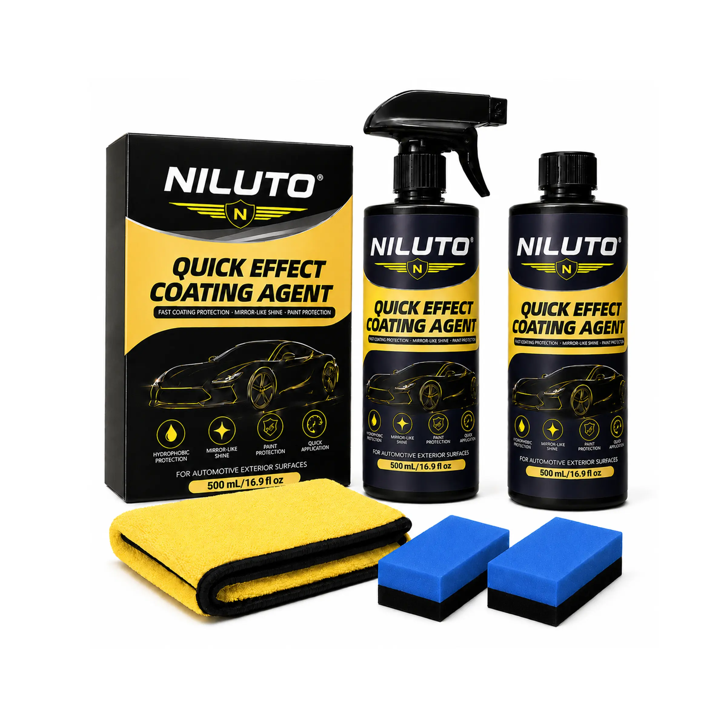 1000ml Advanced Quick Effect Coating Agent for Car,Car Coating Spray Quick-Acting Coating Agent Spray, Ceramic Coating (Black, Xl)