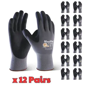 12 Pairs MaxiFlex Gloves PIP - Maxi Flex Gloves - Work Gloves, Cleaning Gloves Ultimate Foam Nitrile Palm Coated Gloves | Work Gloves Maxi | Gloves