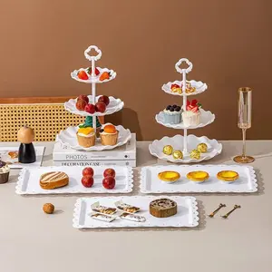 5 Piece Dessert Table Display Set, 2 *3-Tier Cupcake Stand & 3*Appetizer Trays, Tiered Serving Platter, Candy Buffet Decor, Ideal for Wedding, Birthday, Tea Party, Halloween, Christmas Party Decor, Summer Vibes Home Kitchen Dessert Display &Party Supplies