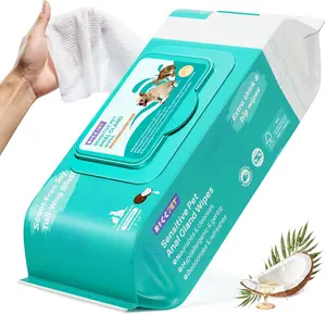 HICC PET Wipes for Dogs & Cats, Vet Recommended Cleaning Deodorizing Butt Wipes, Hypoallergenic Hydrating & Nourish Fur Dog Grooming Wipes for Paw, Butt, Body, 100 counts light coconut