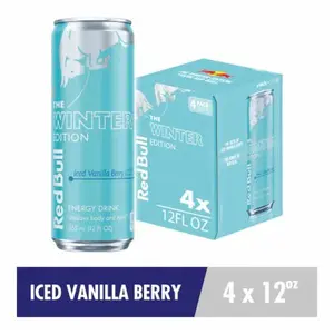 Red Bull Iced Edition Iced Vanilla Berry Energy Drink 4-Pack 12 fl oz Cans with Caffeine & B-Vitamins for Refreshing Flavor