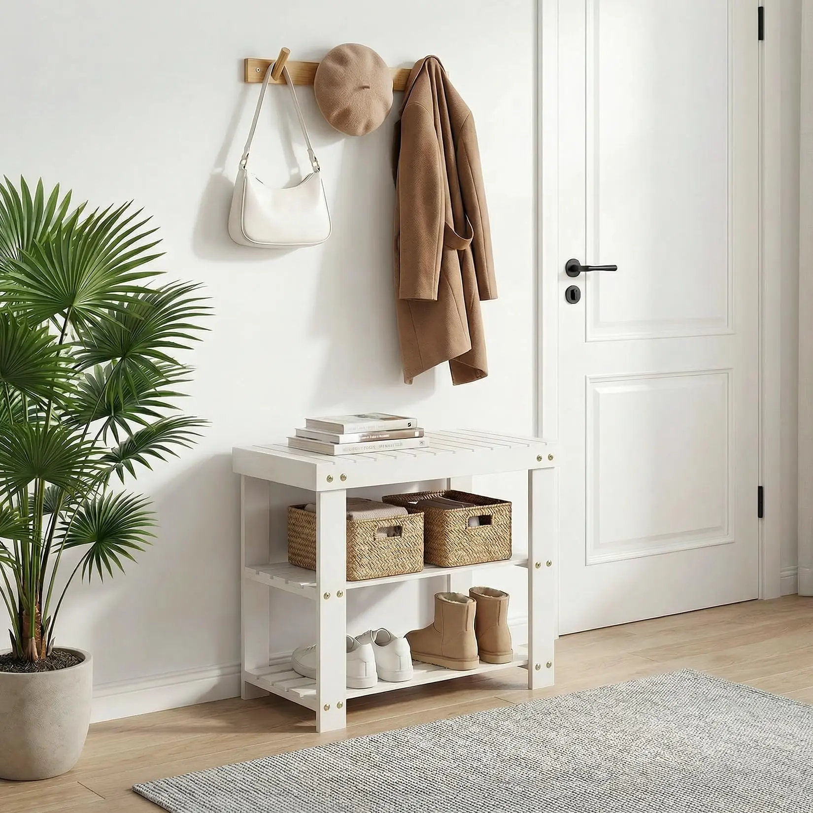 Garvee Shoe Rack Bench combines stylish design and practical functionality, providing organized shoe storage and a comfortable seating area, perfect for entryways or bedrooms, with durable construction for efficient space use.