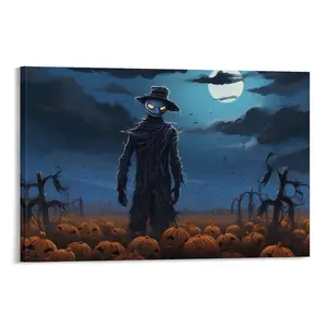 Halloween Scarecrow Wall Decor Canva Print - Spooky Wall Art And Pictures Canvas Poster Bedroom Decor Sports Landscape Office Room Decor Gift dopamine  decor Frames Ornaments Artistic Decoration