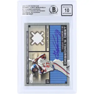 Vladimir Guerrero Montreal Expos Autographed 2002 Fleer Showcase GU Relic #27 Beckett Fanatics Witnessed Authenticated 10 Card - Fanatics Authentic Certified