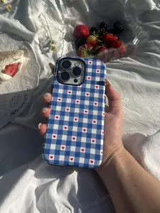 Cute Red Hearts Phone Case | Picnic Gingham Aesthetic Gift Case Cover