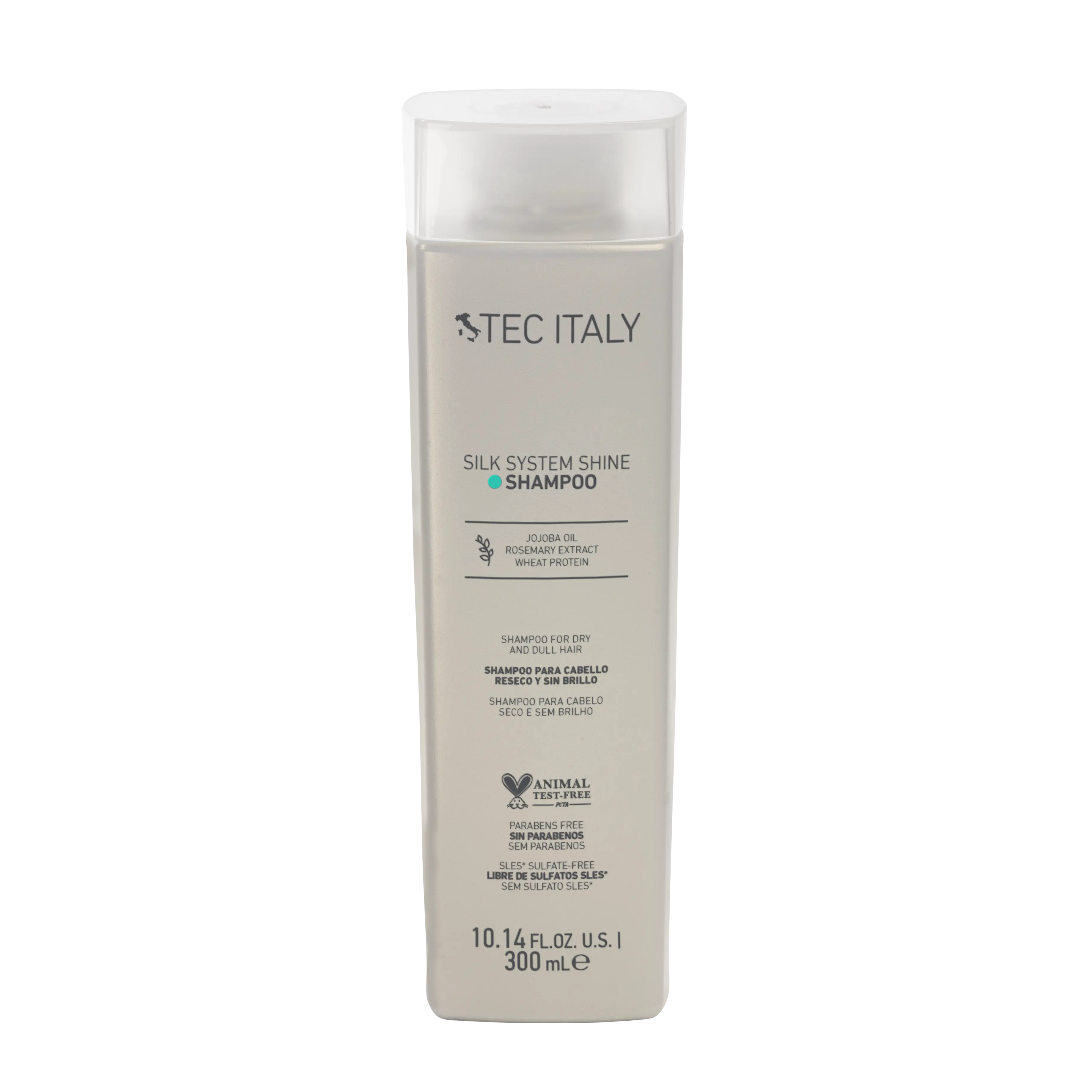 Tec Italy Silk System Shampoo with Silk Amino Acids for Shine, Sulfate-Free Gentle Cleansing for Dry, Fine, or Color-Treated Hair, UV Protection, 10.1 oz, Thin, 300 Ml, Anti-Loss, Haircare, Cleanser, Adults, Color & Chemically Treated, Liquid
