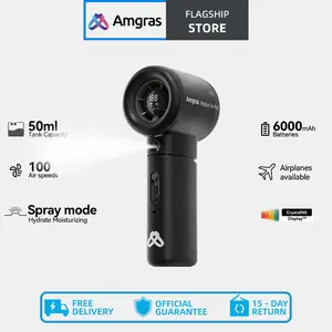 Amgras Metalce Fan Pro2 High-Speed Handheld Spray Fan Portable Kipas LED Display 6000mAh