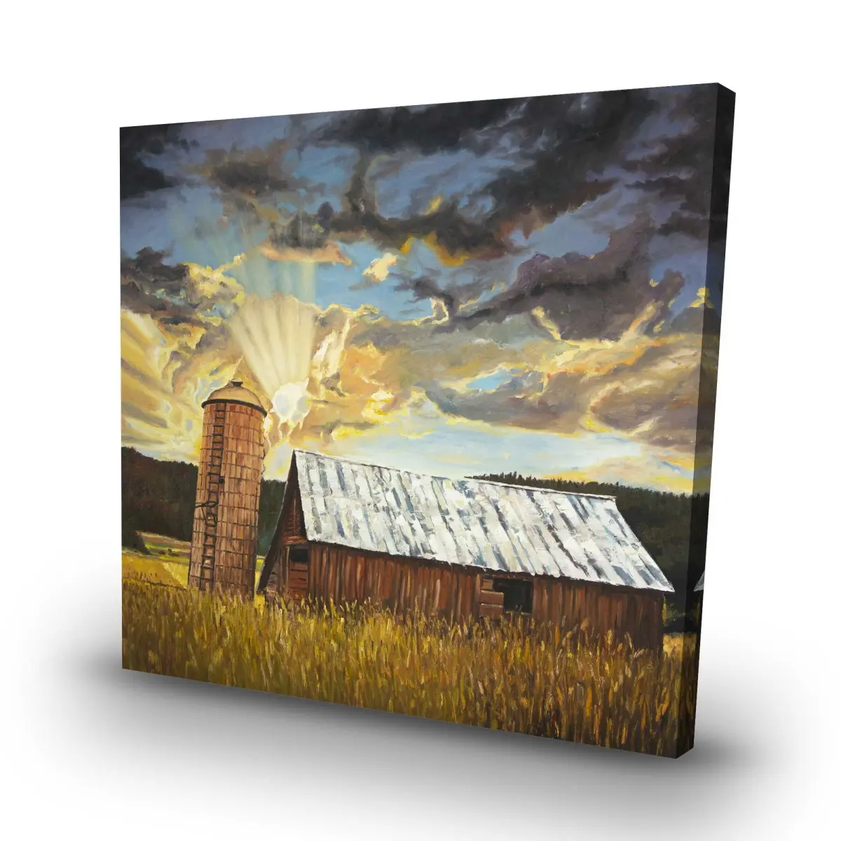 212 MAIN Farmhouse Brown Hay Barn Photo Print Wall Artwork - 32x32 in, Detailed Textures Long-Lasting Home Decor for Living Room Wall Display