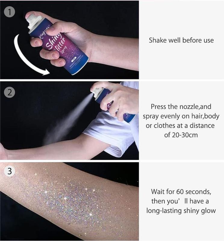 Glitter Spray for Body & Hair -Shimmer Makeup Spray for Stage, Festival, Rave, Cosplay - Non-Sticky & Easy to Wash Off