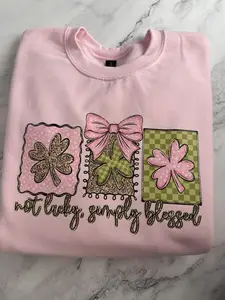 Not Lucky Simply Blessed - Crew Neck in Light Pink