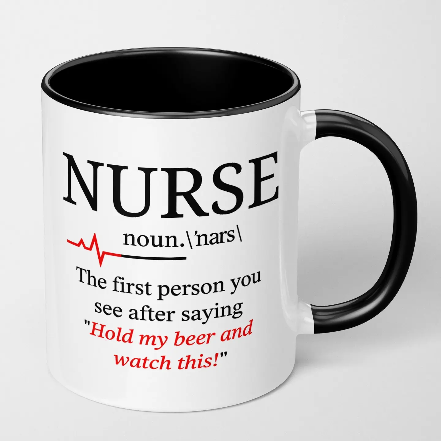 Funny Nurse Mug with "Hold My Beer" Quote & ECG Design! Perfect Gift for Nurses, Medical Staff, Hilarious Coffee Cup for Nurse Appreciation, Viral Trendy Drinkware for Daily Use, Ceramic Mug, Funny Coffee Mugs!