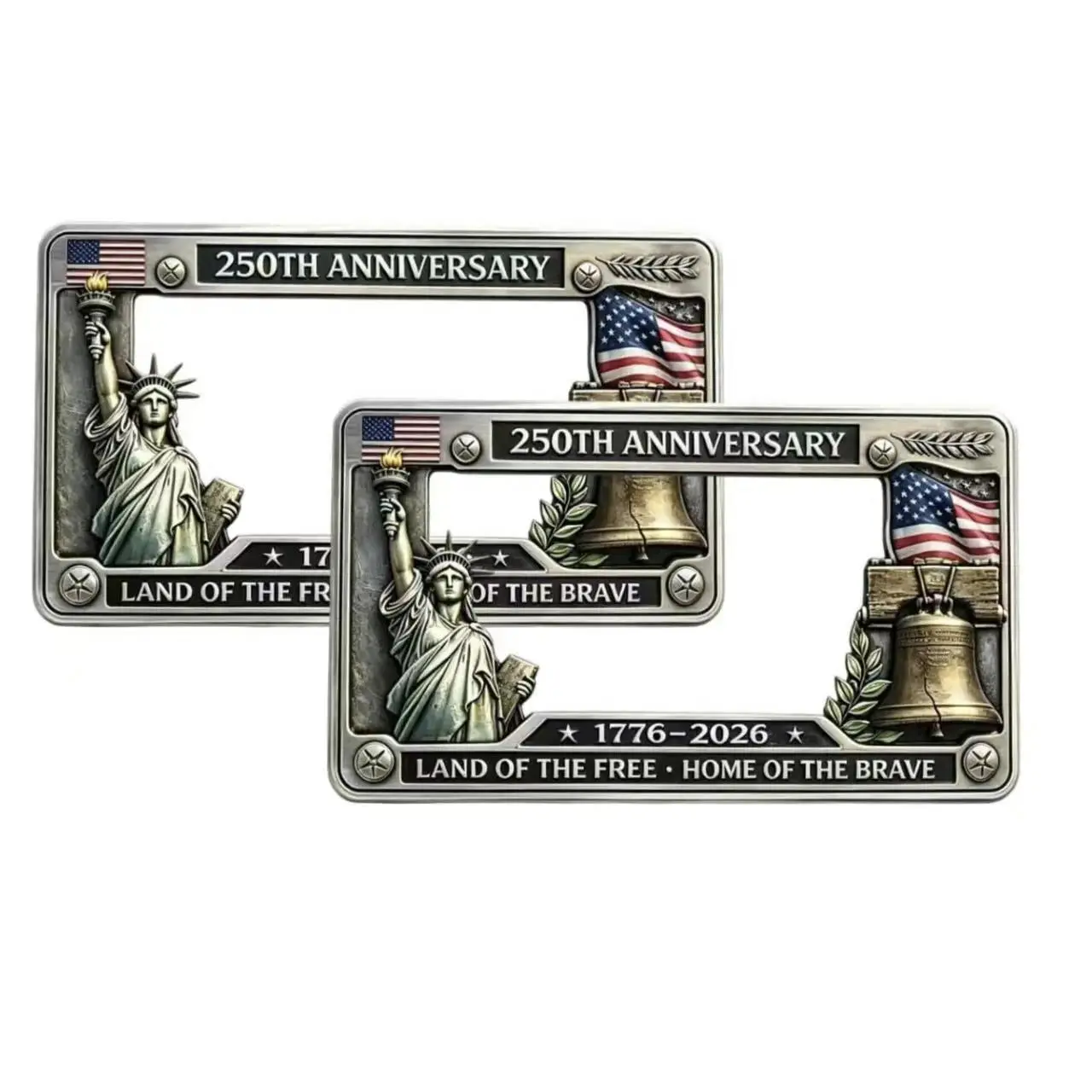 250th Anniversary Commemorative License Plate Frame,United States 250 Year American Car Plate Frame, License Plates Holder,250 Anniversary USA Car Tag Cover,Aluminum LicensePlateFrame Fits Standard
