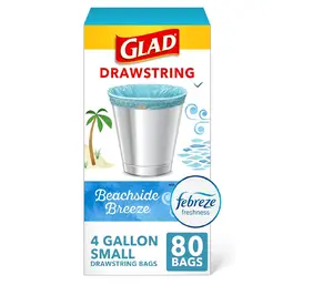 4 Gallon Small Trash Bags with Drawstring, Odor Control Scented Garbage Bags, Leak Resistant Kitchen & Bathroom Waste Bags, 80 Count