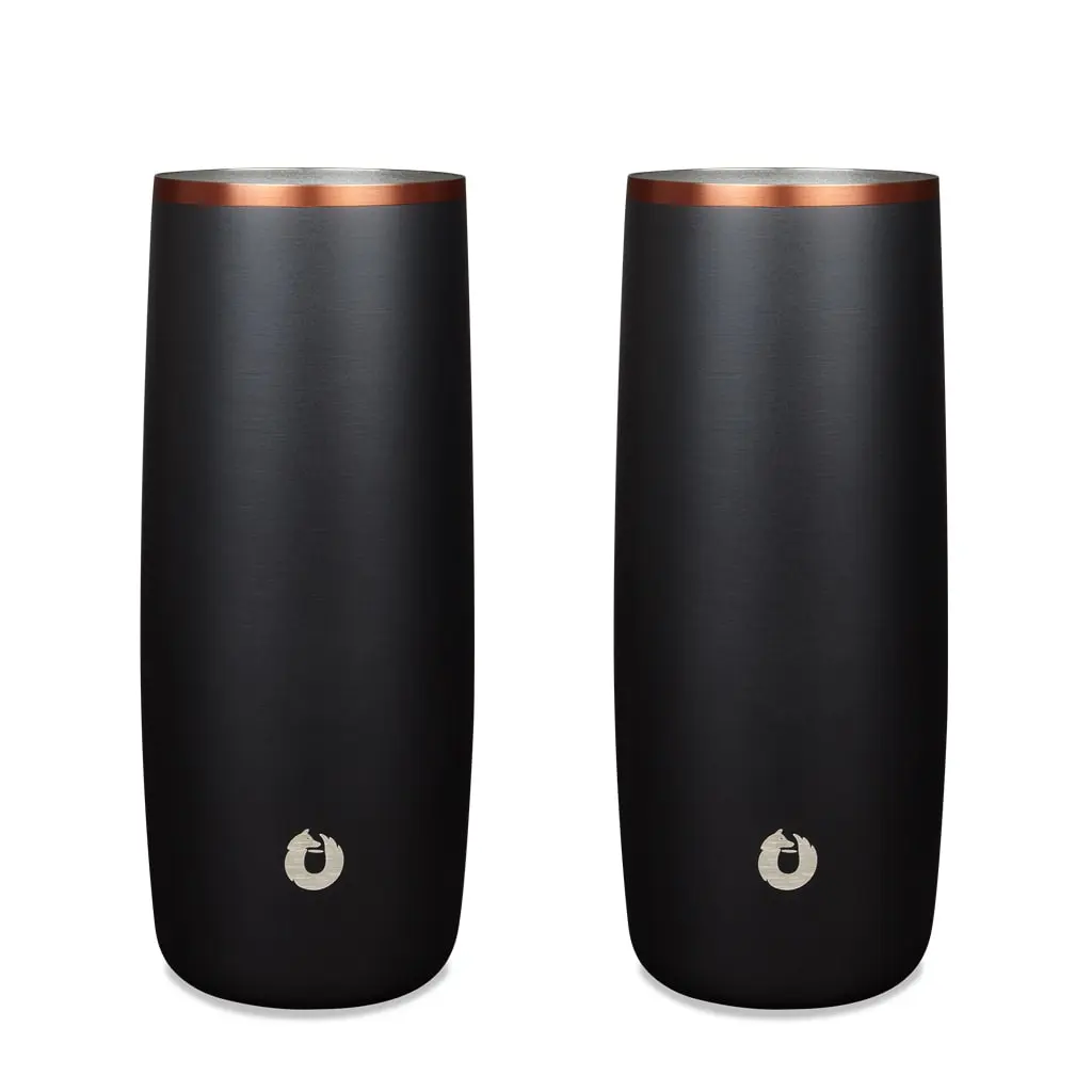 Stainless Steel Highball Cocktail Glass Set, Set of 2 - Black