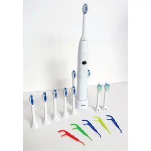 Braces Electric Toothbrush Complete Care Kit for Braces, Rechargeable with 8 Heads Bonus 2 AFTERCARE, 12 (Pack) Ortho Floss.