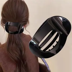 Solid Color Hair Clip, 6pcs Oval Acrylic Hair Clips Set for Women, No Trace Flat Large Hair Clip, Elegant Minimalist Frosted Solid Color Hair Clips for Daily Wear, Ideal Gifts for Her Clawclip