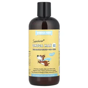 Wonder Paws Superhero® Omega Max 3X, Fish Oil, Wild Alaskan Salmon + Cod + Krill, For Dogs, All Ages, 16 oz (473 ml)