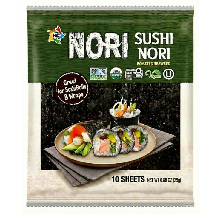 Kimnori Organic Roasted Seaweed Sushi Nori Sheets (10 sheets, 25g) – Professional Grade Full Size Nori for Sushi & Kimbap – California Crafted, Keto & Vegan Superfood – USDA Organic, Non-GMO & Gluten-Free